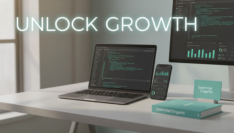 Professional workspace showing multiple SEO tools and analytics dashboards on computer screens