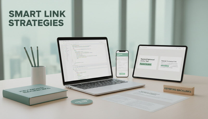 Split-screen comparison showing keyword-optimized anchor text versus natural, contextual link placement