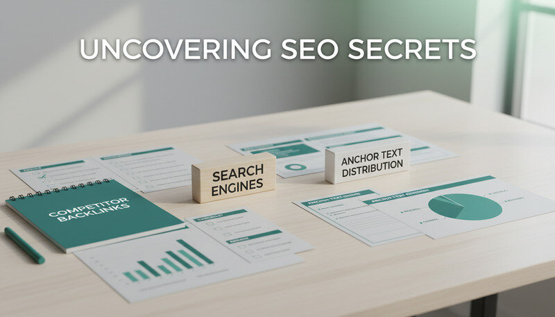 Split-screen comparison showing competitor backlink profiles and anchor text distributions