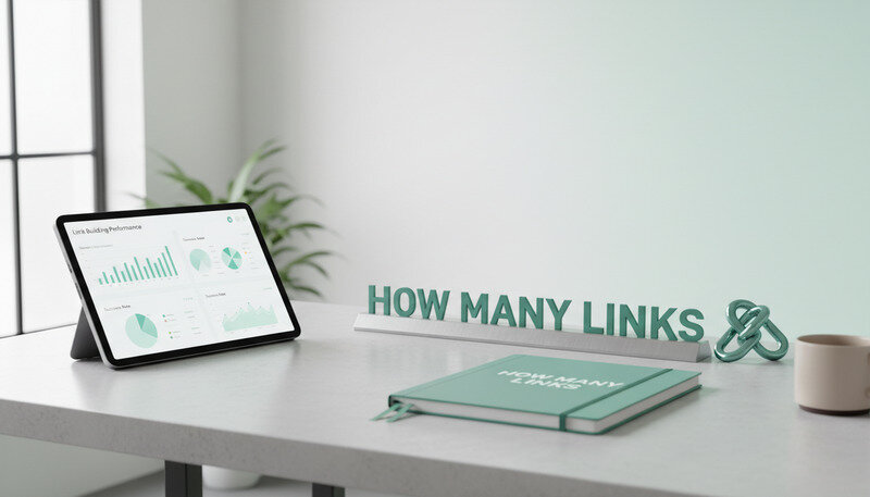 Analytics dashboard showing link building performance metrics and success indicators