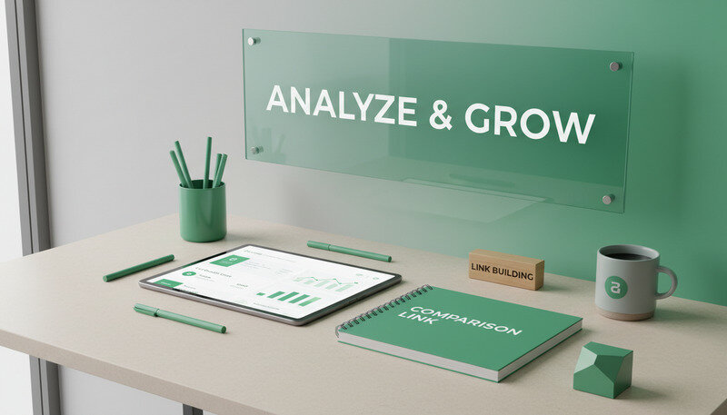 Dashboard showing link building metrics and analytics with quality indicators