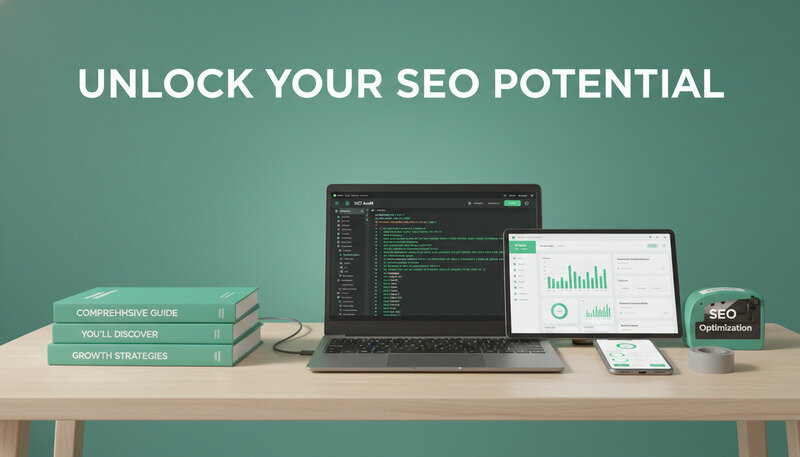 Modern workspace showing multiple SEO tools dashboards on computer screens