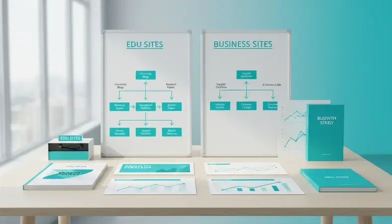 Side-by-side comparison of educational institution website and general business website showing different link building opportunities